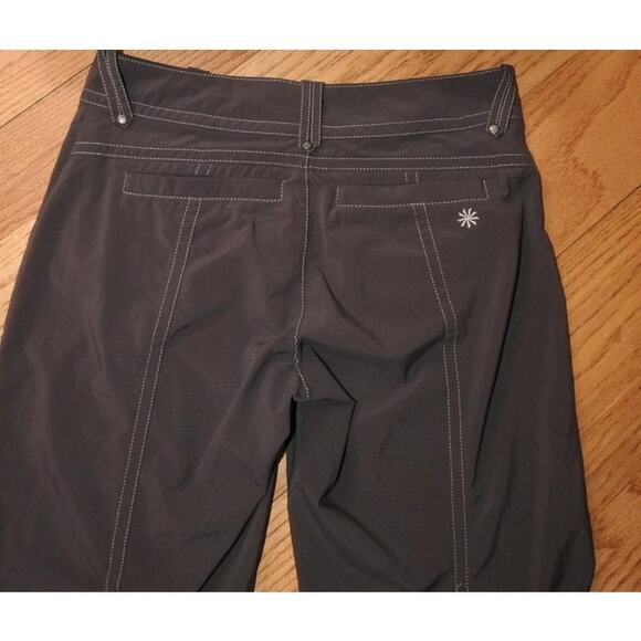 Athleta Tear Away Capri Pants Brown Size 4 Stretch Activewear EUC - Picture 4 of 10